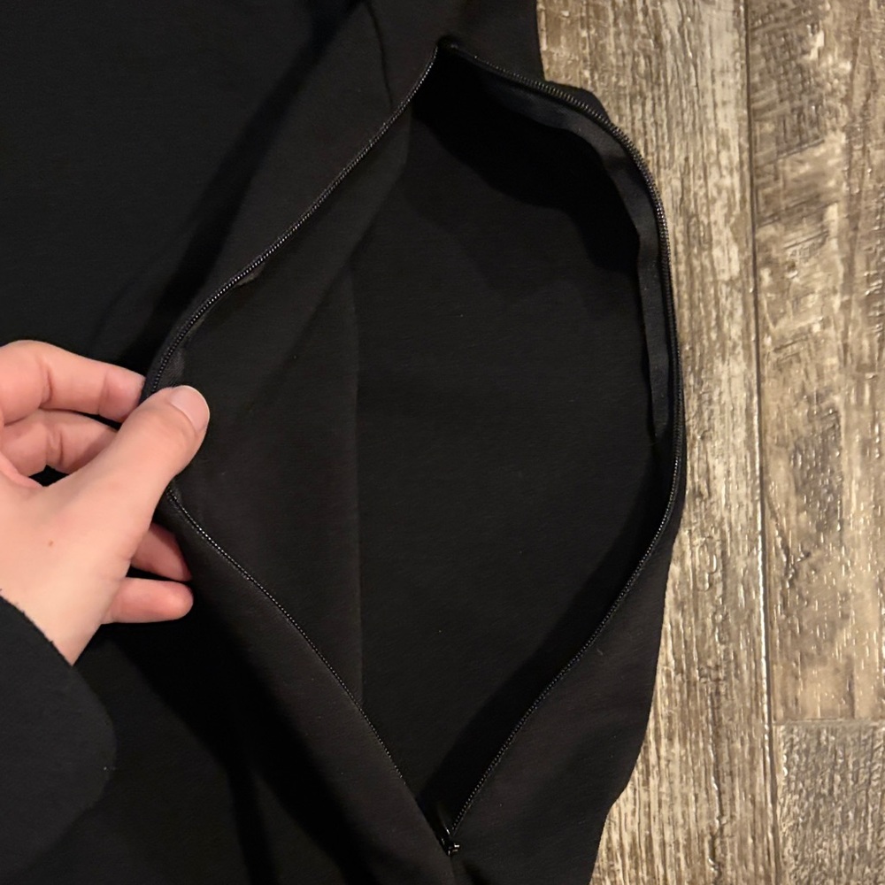 Anne Klein Minimalist Black Mini Dress with Lace Sleeves - Picture 9 of 9